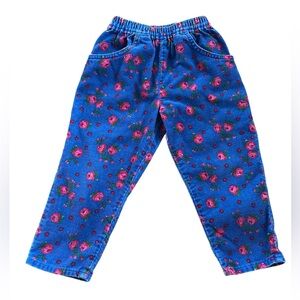 VTG OshKosh USA Made Floral Roses Corduroy Pants Girls 4T 90s Y2K